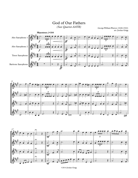 God of Our Fathers (Sax Quartet AATB) (arr. Jordan Grigg)