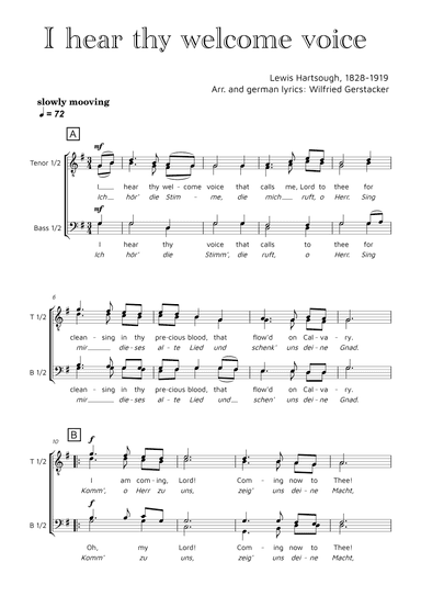 I hear thy welcome voice - Ich hör die Stimme (arr. Wilfried Gerstacker)