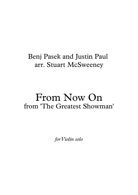 From Now On (arr. Stuart McSweeney)