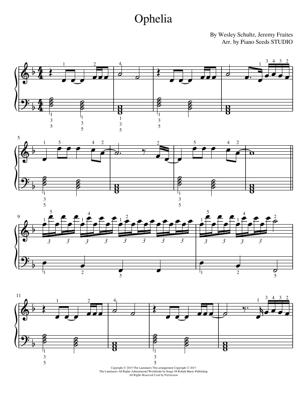 Ophelia (arr. Piano Seeds STUDIO)