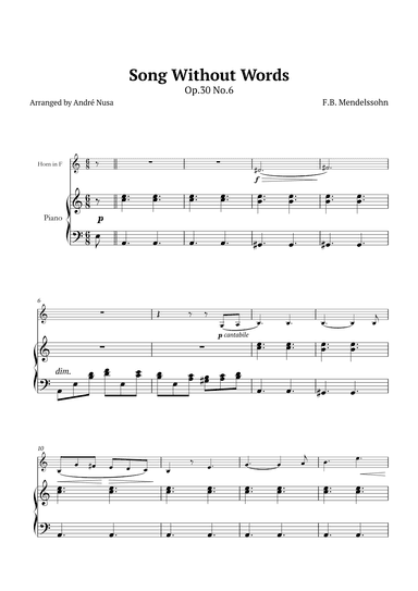 Song Without Words Op.30 No.6 (arr. André Nusa)