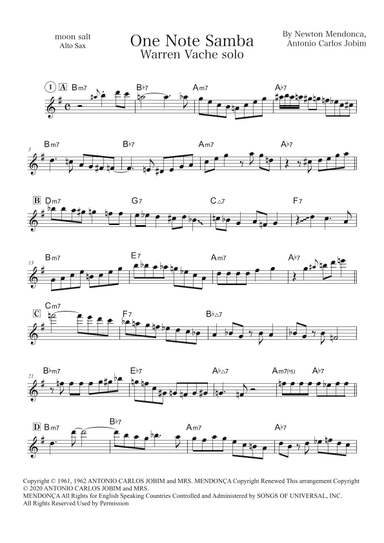 One Note Samba (samba De Uma Nota So) (arr. moon salt)