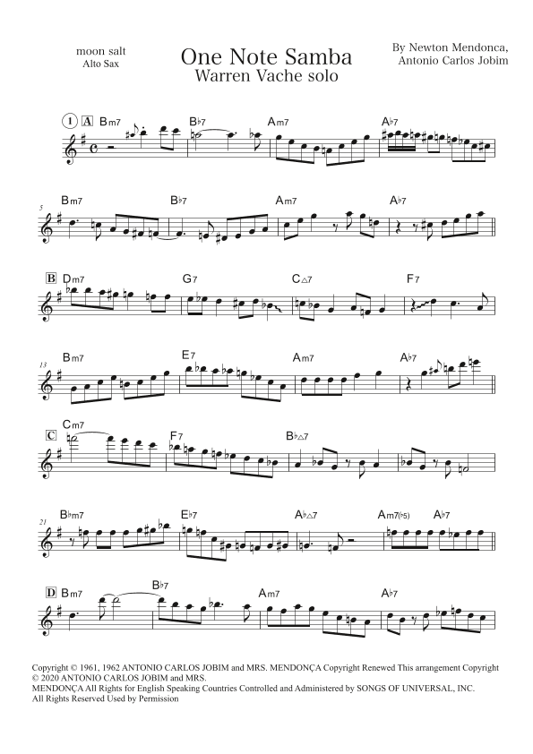 One Note Samba (samba De Uma Nota So) (arr. moon salt)