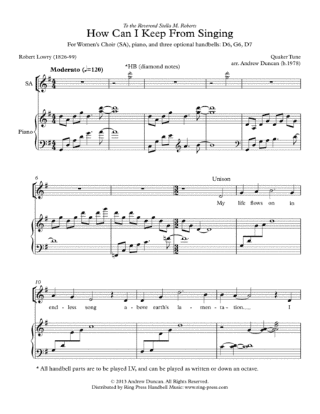 How Can I Keep from Singing - SSAA and piano (arr. Andrew Duncan)
