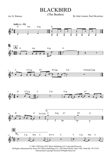 Blackbird (arr. Douglas Wattson)