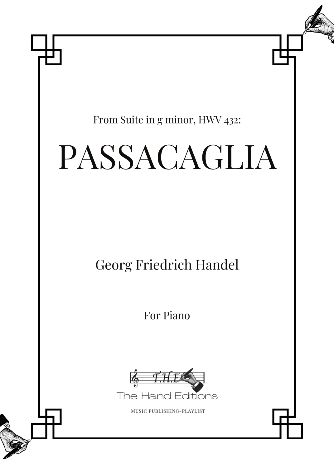 Passacaglia from "From Suite in g minor, HWV 432"- Handel (arr. The Hand Editions)