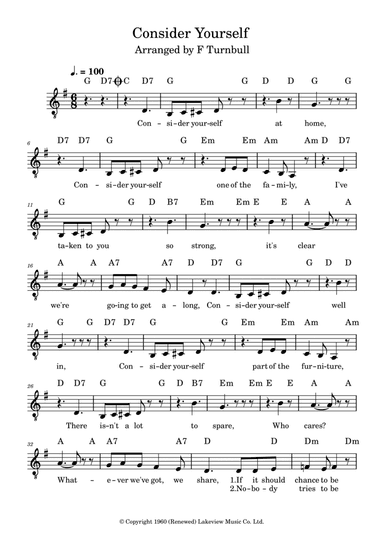 Consider Yourself (arr. F Turnbull)