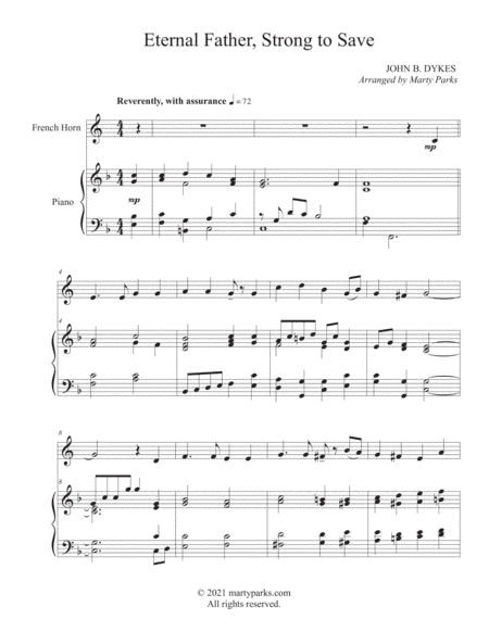 Eternal Father, Strong to Save (French Horn - Piano) (arr. Marty Parks)