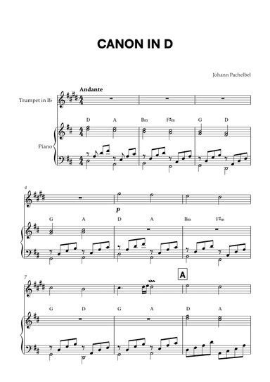 Canon in D (for Trumpet and Piano) (arr. Cadenza Editions)