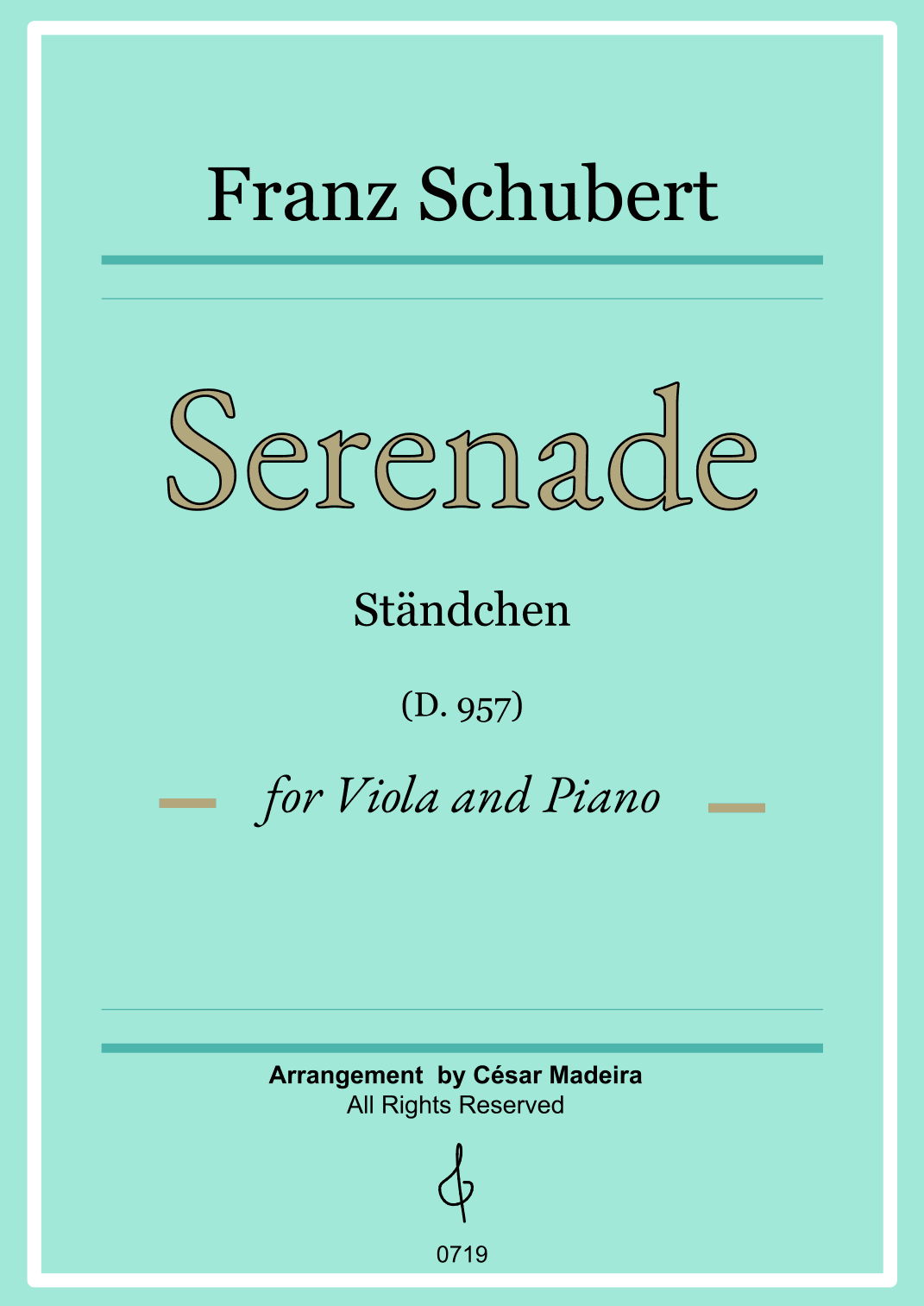 Serenade (D.975) by Schubert - Viola and Piano (Full Score) (arr. César Madeira)