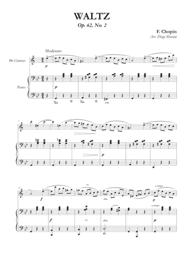 Waltz Op. 69, No. 2 for Clarinet and Piano (arr. Diego Marani)
