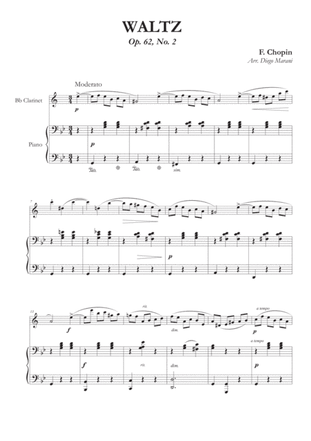Waltz Op. 69, No. 2 for Clarinet and Piano (arr. Diego Marani)