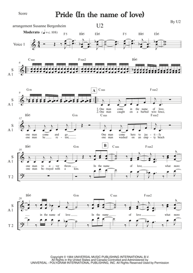 Pride (in The Name Of Love) (arr. Susanne Bergenheim)