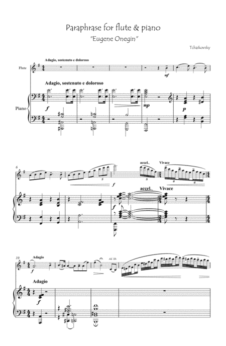 Paraphrase for Flute & Piano Eugene Onegin (arr. Glenn Michael)