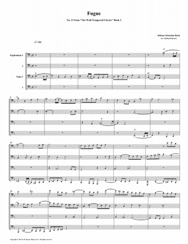 Fugue 13 from Well-Tempered Clavier, Book 2 (Euphonium-Tuba Quartet) (arr. Richard Byrnes)