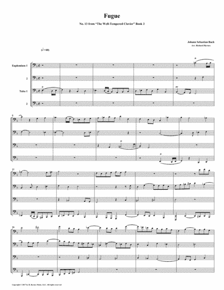 Fugue 13 from Well-Tempered Clavier, Book 2 (Euphonium-Tuba Quartet) (arr. Richard Byrnes)