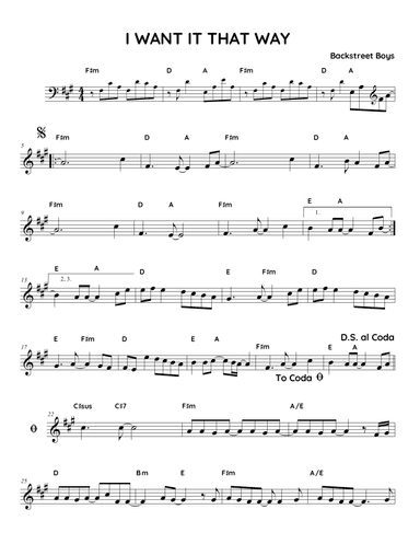 I Want It That Way (arr. Fake book Guy)