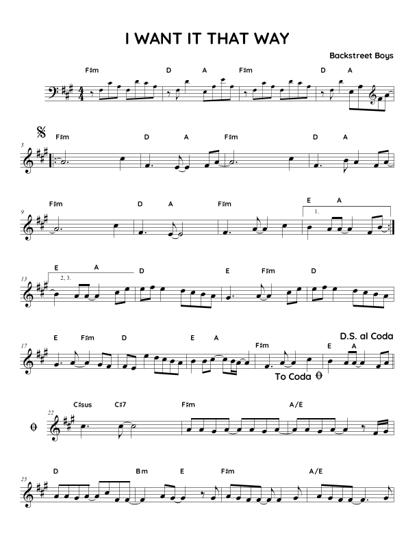 I Want It That Way (arr. Fake book Guy)