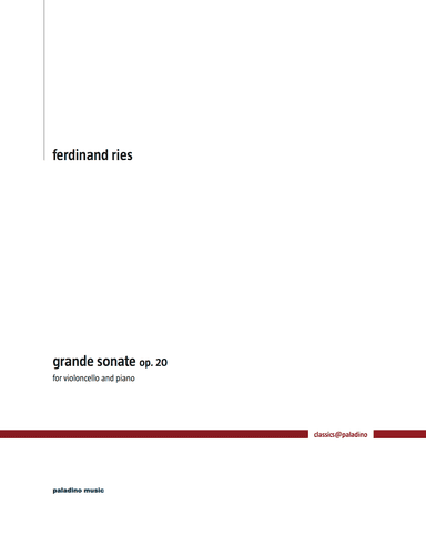 Sonata ("Grande Sonate") No. 1 in C Major for Violoncello and Piano, Op. 20