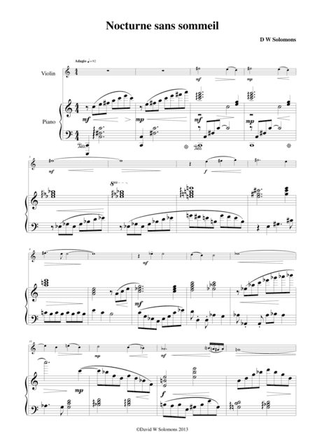 Nocturne sans Sommeil (Sleepless Nocturne) for violin and piano