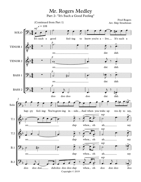It's Such A Good Feeling  from MISTER ROGERS' NEIGHBORHOOD (arr. Skip Stradtman)
