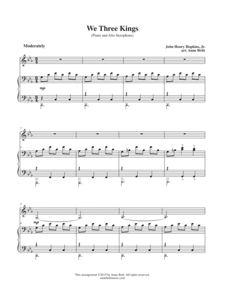 We Three Kings (Alto Saxophone/Piano) (arr. Anne Britt)