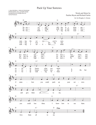 Pack Up Your Sorrows (arr. Douglas A. Greene)