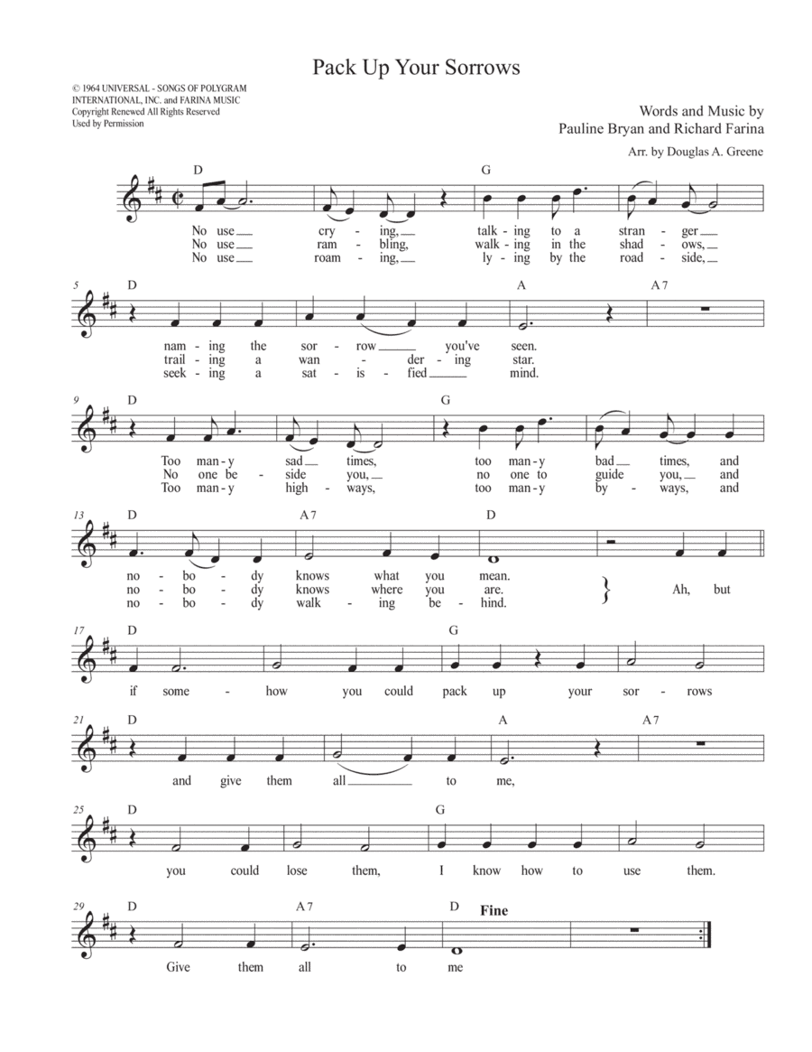 Pack Up Your Sorrows (arr. Douglas A. Greene)