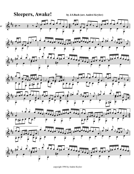 "Wachet auf, ruft uns die Stimme", Sleepers Awake from chorale cantata Wachet auf, ruft uns die Stim (arr. Andrei Krylov)