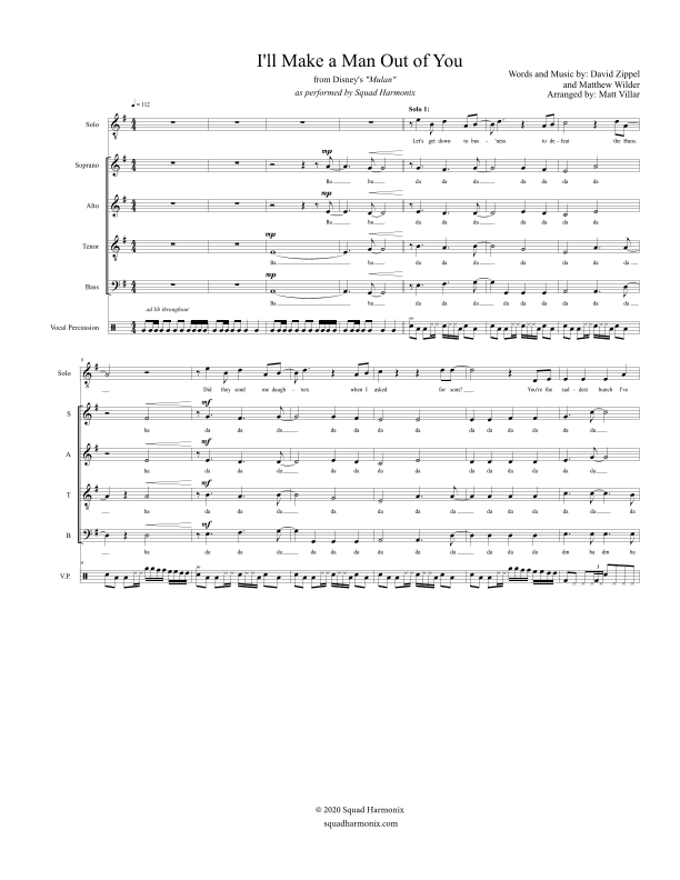 I'll Make A Man Out Of You (arr. Matthew Villar)