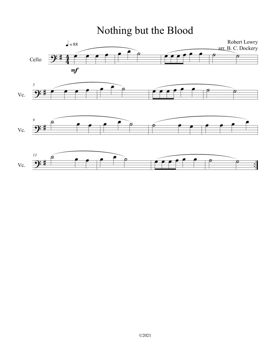 Nothing but the Blood (cello solo) (arr. B. C. Dockery)