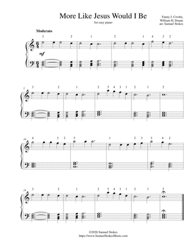More Like Jesus Would I Be - for easy piano (arr. Samuel Stokes)