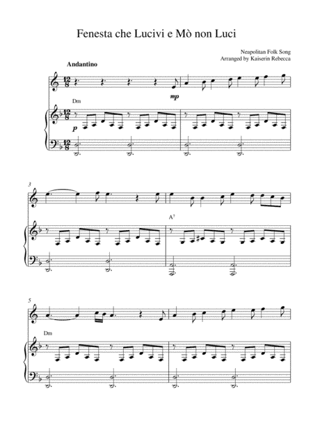 Fenesta che Lucivi e Mò non Luci (arr. Kaiserin Rebecca)