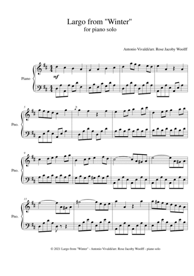 Largo from Winter (Vivaldi) - piano solo