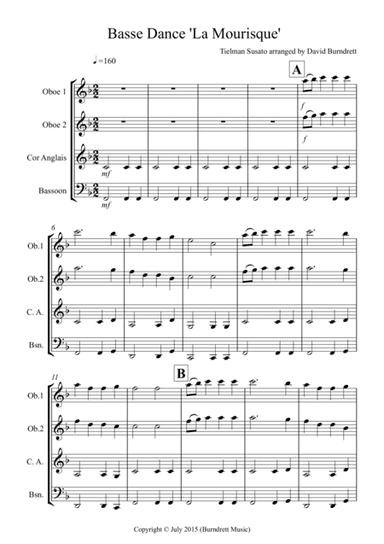 Basse Dance by Susato for Double Reed Quartet (arr. David Burndrett)