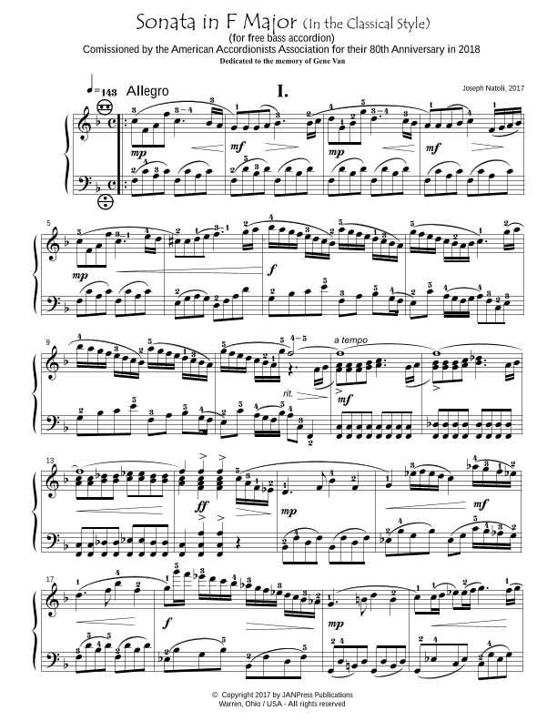 Sonata In F Major In the Classical Style (free bass accordion)