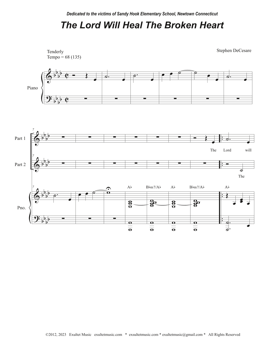 The Lord Will Heal The Broken Heart (2-part choir)
