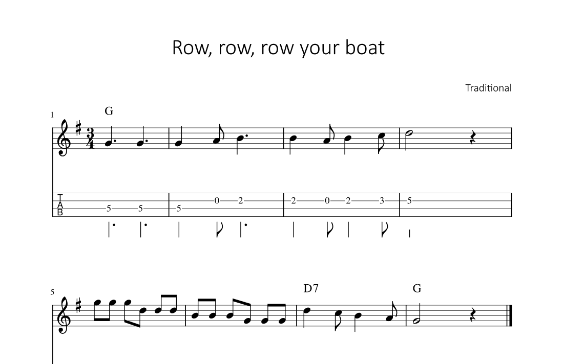 Row row row your boat (arr. songbooks.info)