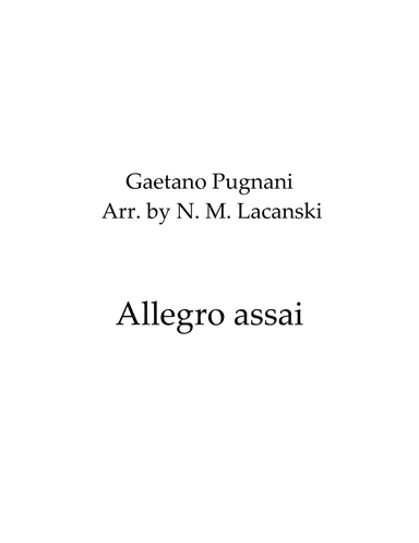 Allegro Assai in A Major (arr. Nick Lacanski)