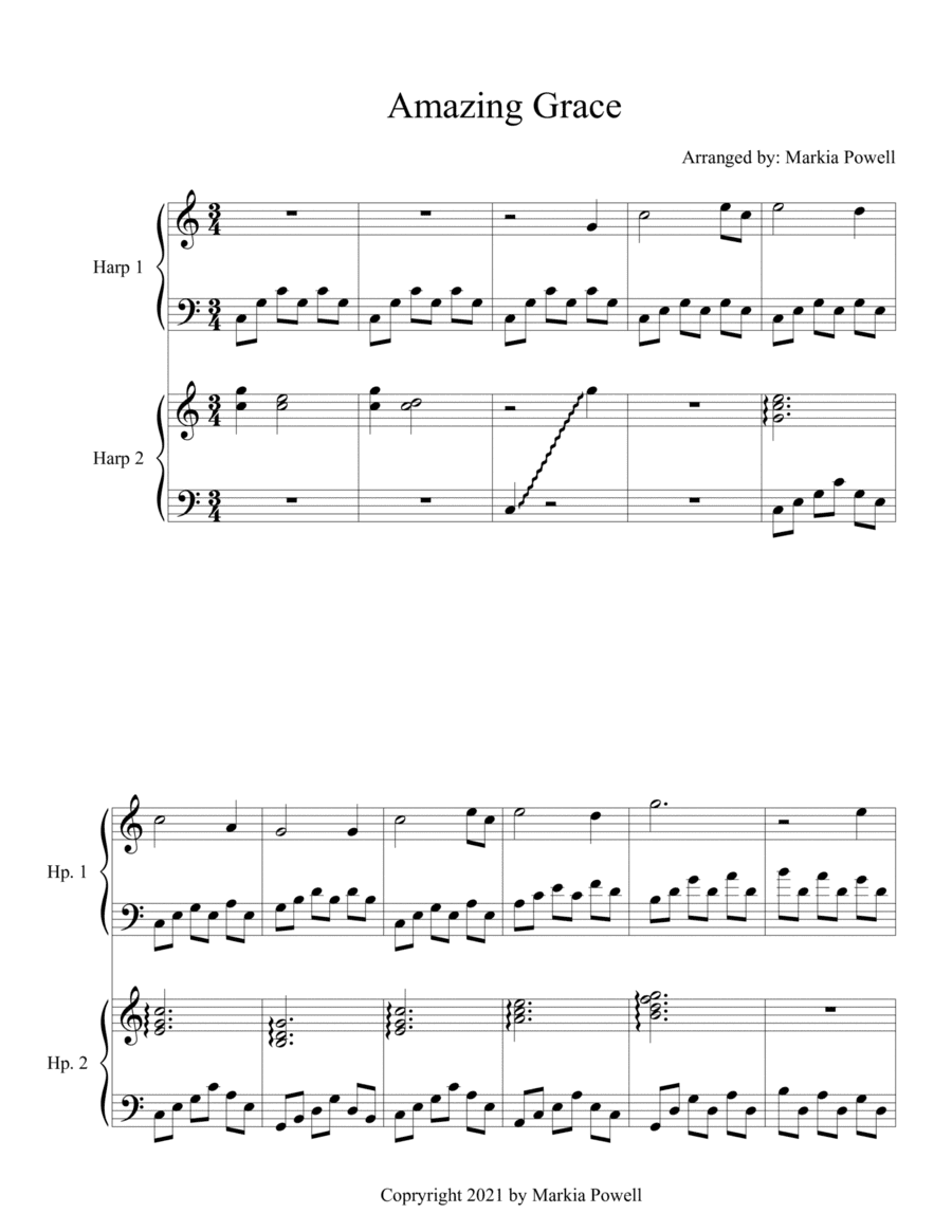 Amazing Grace (Harp Duet) (arr. Markia Powell)