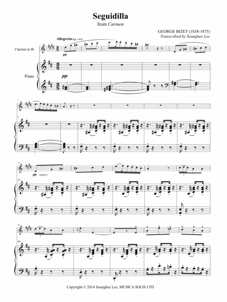 Bizet: Seguidilla from Carmen for Clarinet and Piano (arr. Seunghee Lee)
