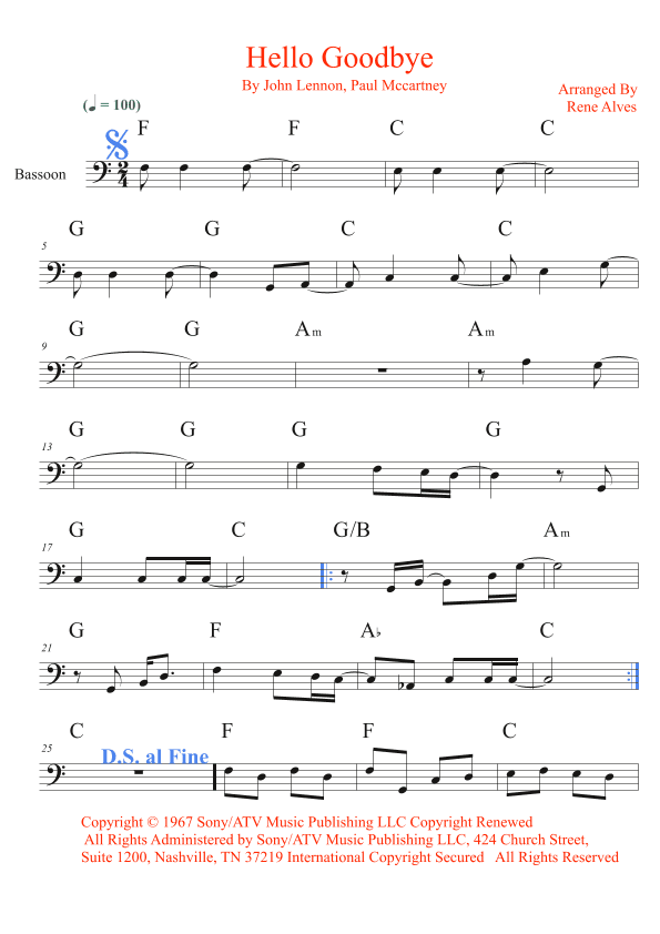 Hello, Goodbye (arr. Rene Alves)