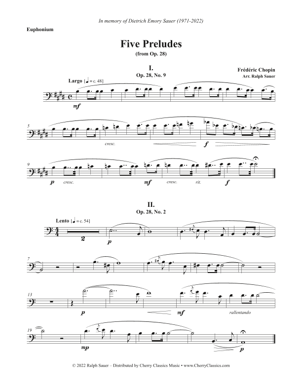 Five Preludes for Euphonium and Piano (arr. Ralph Sauer)