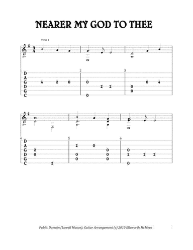 Nearer My God to Thee (For Fingerstyle Guitar Tuned CGDGAD) (arr. Ellsworth McMeen)