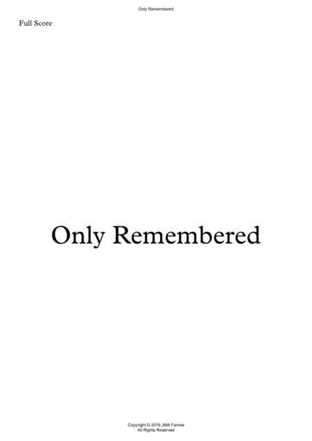 Only Remembered (arr. Jamie Farrow)