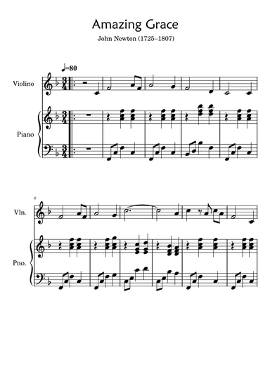 Amazin Grace - Easy Violin With Piano Accompaniment (arr. Ygor Nunes)