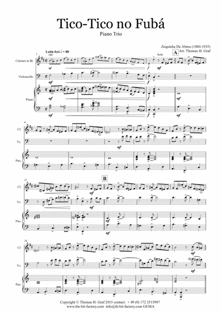 Tico-Tico no Fubá - Choro - Piano Trio (arr. Thomas H. Graf)