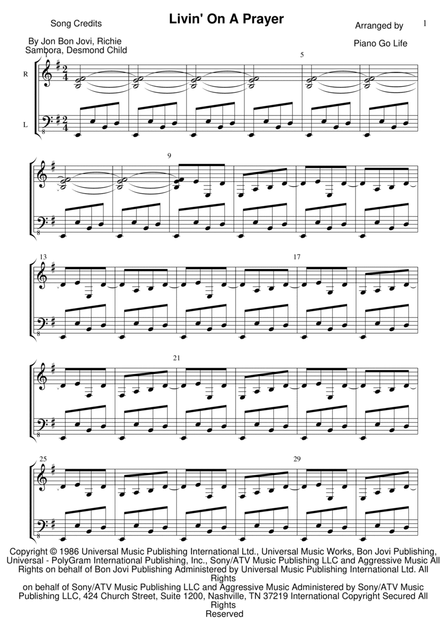 Livin' On A Prayer (arr. Piano Go Life)