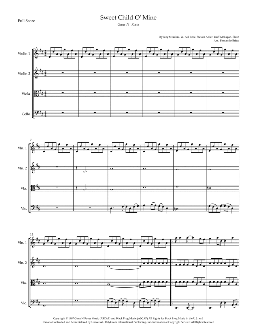Sweet Child O' Mine (arr. Fernando Britto)