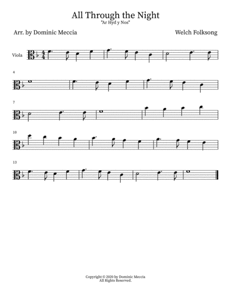 All Through the Night ("Ar Hyd y Nos") (arr. Dominic Meccia)